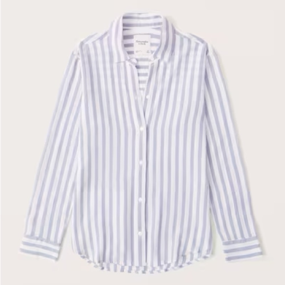Abercrombie Womens Linen-Blend Relaxed Button Up Shirt